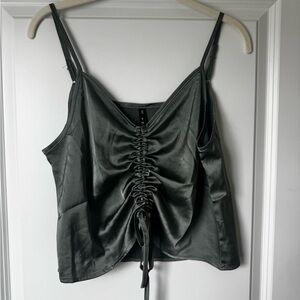 Sage Green Satin Ruched Top